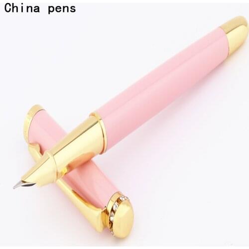 Luxury quality 7050 Diamond hat light pink Colour School student office 0.38mm Nib Fountain Pens New