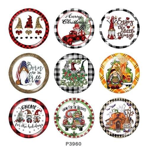 Christmas 12mm/18mm/20mm/25mm/30mm/40mm Round glass cabochon flat back Making findings snap button jewelry P3960