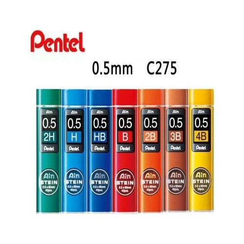 7tubes Pentel C275 Mechanical Pencil Leads Pen Refills 0.5mm HB ,2B ,2H ,H ,B ,3B,4B Japanese School Supplies