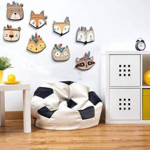 Animal Head Decor Wooden Kids Room Ornaments Cartoon Baby Room Crib Sweety Childhood Child Kids Gift INS Wall Decoration