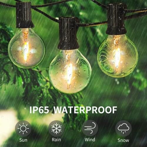 Outdoor String Lights G40 Globe Patio Lights LED String Light Connectable Hanging Lights for Backyard Porch Balcony Party Decor