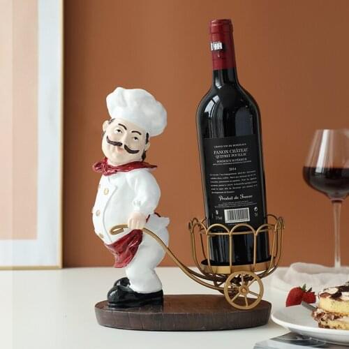 Hair Chef Wine rack Kitchen Teatable Bar Living coration Wine Ambitious Christmas present Handcraf Metal board Sculpture Wind