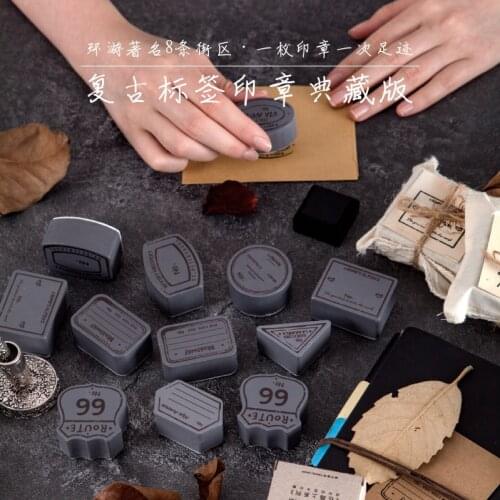 Vintage Irregular Shaped Label Wood Seal Road Signs Rubber Wooden Stamp for DIY Scrapbooking Cards Decoration Embossing Craft