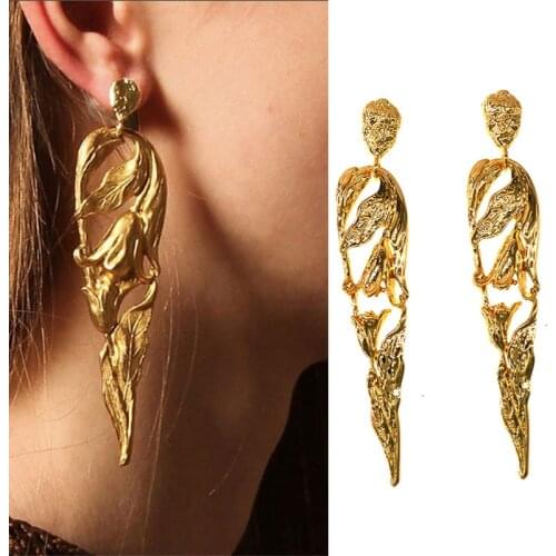 Rongho Vintage metal Figure earrings for women Gold earring hiphop brincos show earring rock accessories