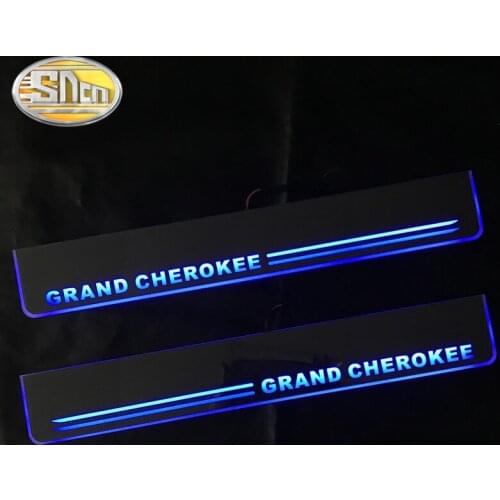 Waterproof Acrylic Moving LED Welcome Pedal Car Scuff Plate Pedal Door Sill Pathway Light For Jeep Grand Cherokee 2011 - 2020