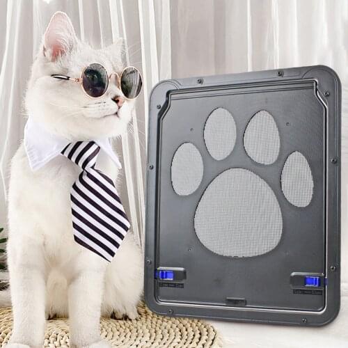Lockable Dog Cat Door Footprint Pattern Small Pet Door Security Flap Anti-bite Indoor Barrier Pet Tunnel Window Gate