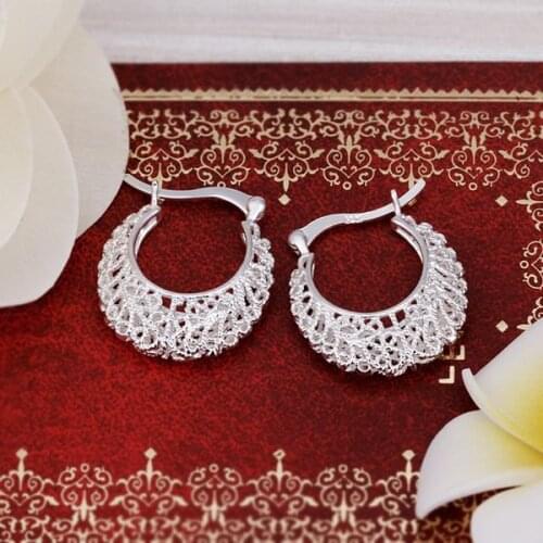 Color silver fashion charm retro women lady exquisite openwork weave silver earrings wedding jewelry E329