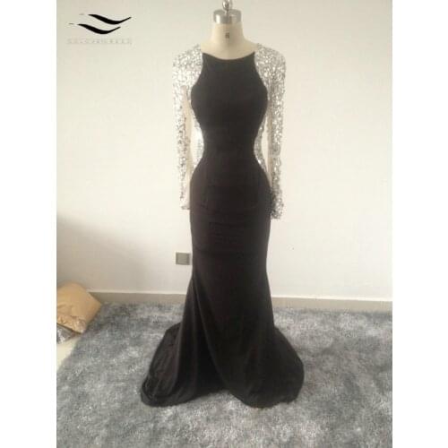 Hot Sale Beautiful Womens Dress Beadings Long Evening Dress Prom Dresses O neck Casual Party Vestidos Full Sleves Dress SL-E156