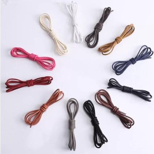 1Pair Waxed Cotton Round Shoe laces Leather Waterproof ShoeLaces Men Martin Boots Shoelace Shoestring Length 80/100/120/140CM