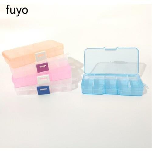 10 Slots Plastic Storage Jewelry Box Compartment Container for Beads Earring Box for Jewelry Rectangle Box Case