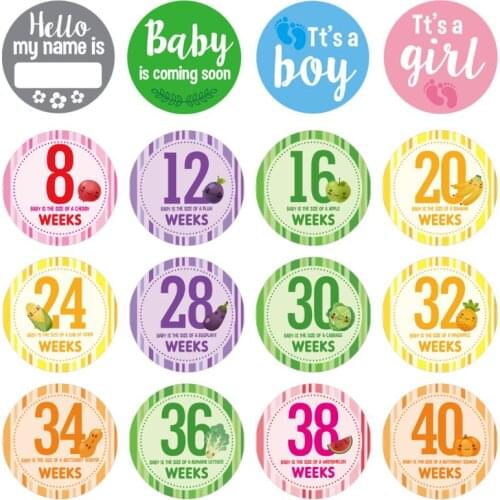 16 Pcs Pregnancy Milestone Stickers Photography Weekly Belly Clothing Stickers New