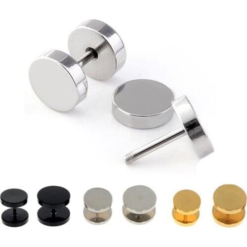2Pcs Stainless Steel Gold Black Anodized Faux Fake Ear Plugs Cheater Faux Flesh Tunnel Gauges Tapers Stretcher Earrings Jewelry