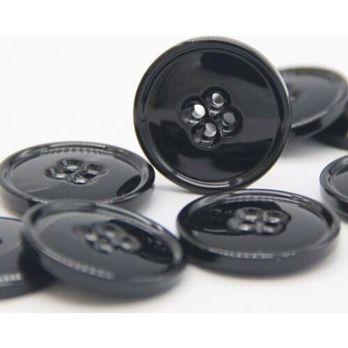 25mm Glaze Coat Round Black Buttons For Clothing Suit Sweater Cardigan Decorative Handmade Resin 4 Holes Accessories Wholesale