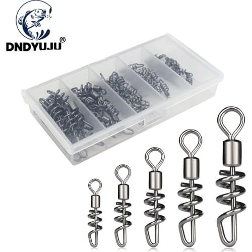 25pcs/box 3/0#-10# Fishing Connector Rolling Swivels with Snap for Fishhook Lure Tackle Carp Fishing Accessories