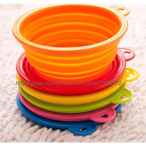 50pcs Nice Dog Cat Pet Portable Silicone Bowl Collapsible Travel Feeding Bowl Water Dish Pop Up feeder