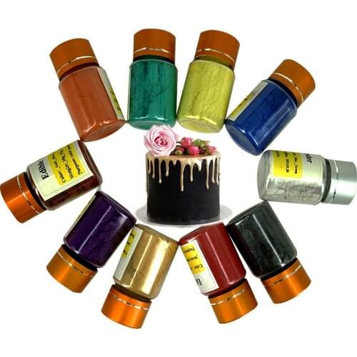 Cake Fondant Baking Edible food color gold Powder Art Food Grade Decoration fondant pigment 10g per bottle 8 colors available