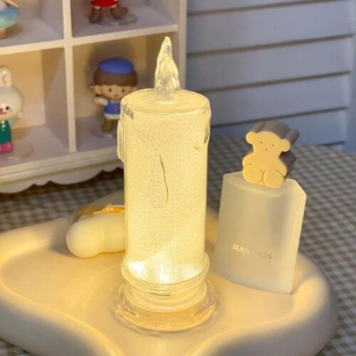Flameless LED Light Candle Plastic Transparent Shell Desk Electronic LED Candle Night Lamp Dating Party Holiday Home Decoration