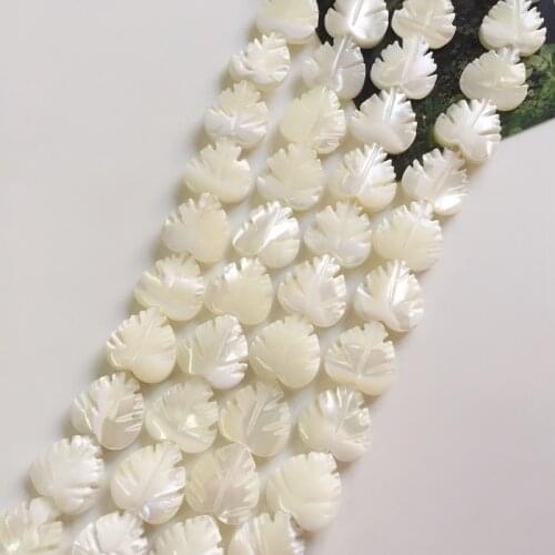 12MM 34Pcs " Leaf Heart " White Natural Sea Shell Loose Strand Jewelry Beads