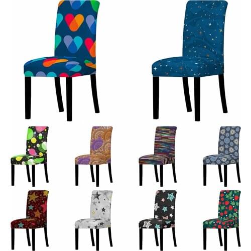 Colorful Geometric Stars Dots Stretch Chair Cover Elastic Seat Chair Cases Strawberry Seat Slipcovers Banquet Home Decoration