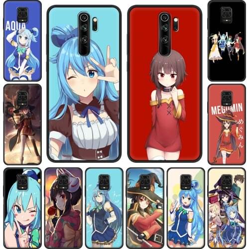 KonoSuba Megumin Satou Aqua Phone Case for Xiaomi Redmi Note 9S 8 Pro 8T 9 7 9C 9A 6A 8A 7A 10 K40 Pro Soft Silicon Black Cover