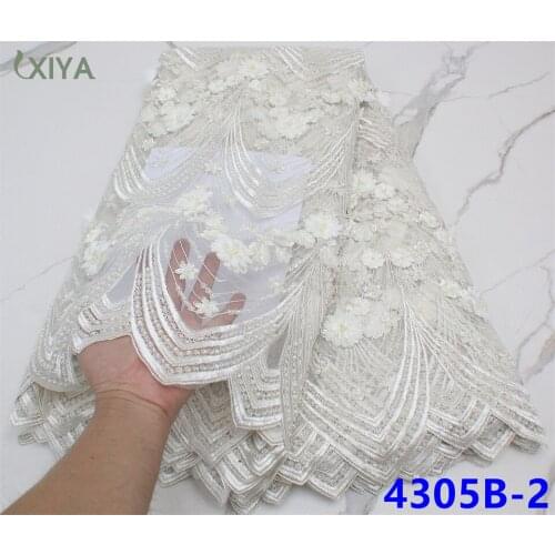 Pure White Handmade Beads Lace Fabric African French Tulle Lace for Woman Dress Luxury Nigerian Beaded Laces Fabrics APW4305B