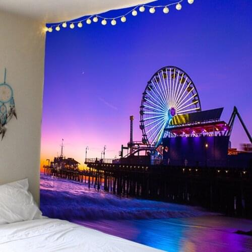 Caixia, Ferris Wheel, Sea, Tapestry Decoration Cloth