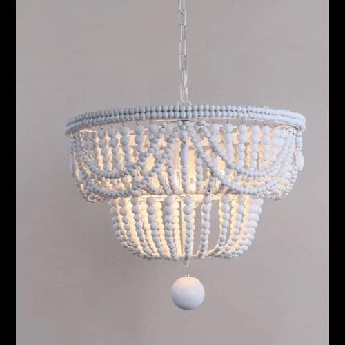 Wood/beaded/white chandelier lighting modern/nordic chandelier light in bedroom/kitchen/living room/dining room suspended light