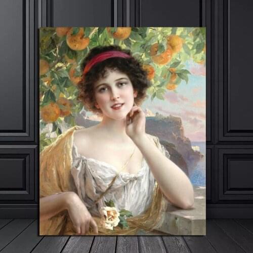 Emile Vernon Girl Poster Vintage Canvas Painting Posters Prints Marble Wall Art Painting Decorative Pictures Modern Home Decor