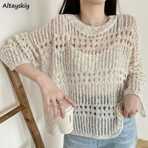 T-shirts Women Loose Casual Fashion Tops Tender Ladies Elegant Girls Students Trendy Ulzzang Chic Stylish All-match Hollow Out