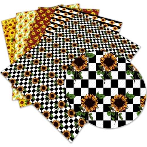 Faux Leather Printed New Sunflower Pattern A4 22x30cm for DIY Hair Bow Bags Shoes Crafts Material L358 L359