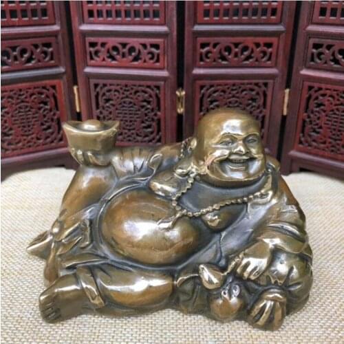 China brass archaize big belly maitreya Buddha crafts statue