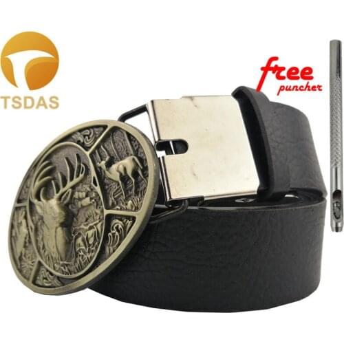 Cowboys Brass Belt Buckles Metal Sika Deer Style Luxury Mens Belt Buckles Removable Christmas Gifts
