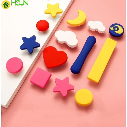Cartoon Drawer Handle Knob Cute Star Moon Cloud Heart Novelty Shape For Furniture Cabinet Wardrobe Pull Door Children Kids Room