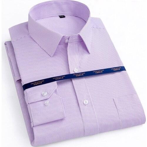 Spring Autumn Long Sleeve Men Shirt Striped Big Size 12XL 14XL Business Oversize Men Dress office formal cotton Shirt blue 52 54