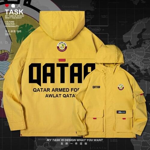 State of Qatar QAT men jacket hooded Land Force logo army fan top windbreaker coat printed fashion mens jackets clothes autumn