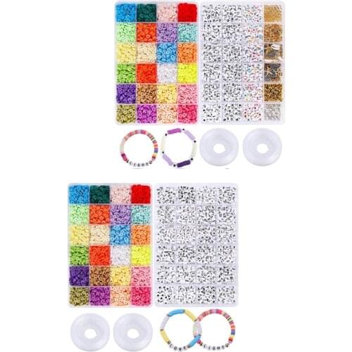 Soft Ceramic Letter Beads Clay Beads Multi Colors Flat Round Polymer Clay Space