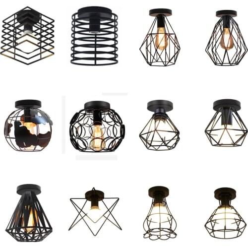 Industrial Vintage Black LED Ceiling Light Modern Nordic Lamp Shade for Living Room Kitchen Loft E27 Home Lights Fixture