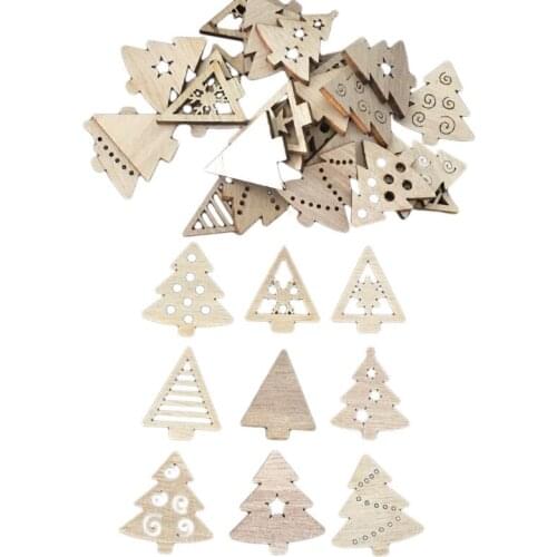 Christmas Wooden Pendants Xmas Tree Hanging Ornaments DIY Wood Crafts For Home Christmas Party New Year Decorations