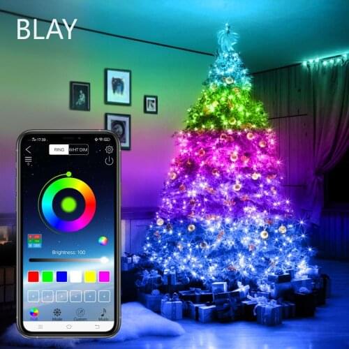 Bluetooth Control Christmas Lights Outdoor New Year Decoration Festoon Light USB LED Copper Wire String Lamp Xmas Tree Garland
