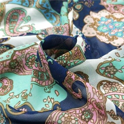 Chiffon Fabric Spring and Summer Shirt Dress Floral Print Handmade Fabric Micro-transparent Fashion Jacquard Satin Cartoon