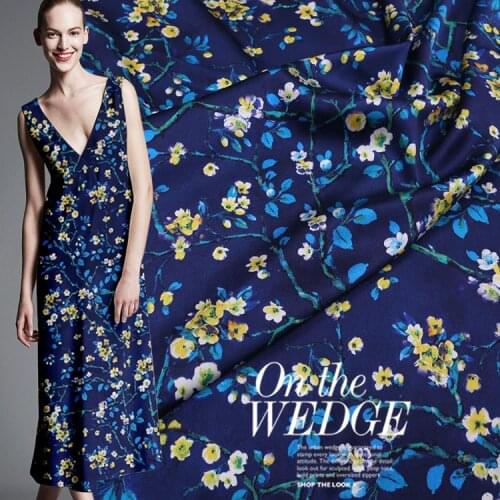 Wide Silk Stretch Satin Digital Printing Printing Mulberry Silk Fabric Soft Silk Satin Fabric Cheongsam Dress Clothing