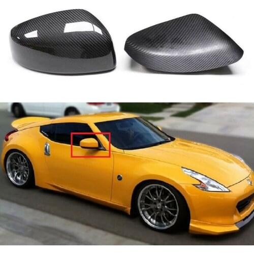 Dry Real Carbon Fiber Door Side Mirror Cover Cap Fit For Nissan 370Z Z34 2009-2020