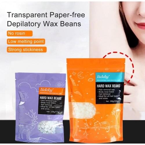 Transparent 100g/300g/500g Safe Fragrant Quick Melting Waxing Beans Lightweight Hard Bean Wax Quick to Melt for Unisex