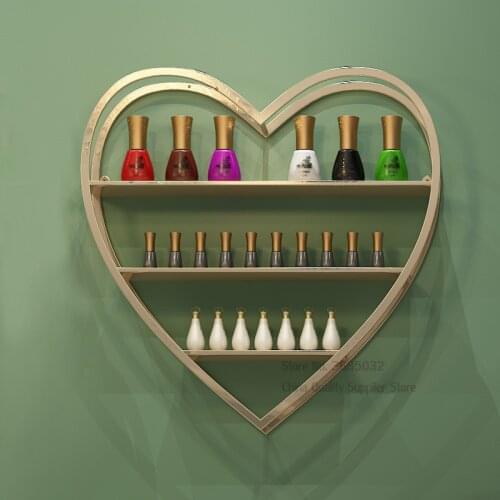 Heart Shape iron Display Rack Makeup Cosmetic Organizer Multi-Tier Storage Shelves for Beauty Salon Manicure Shope