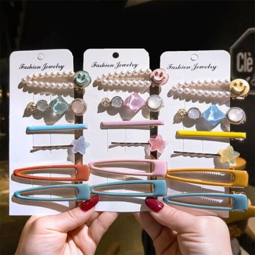 1 Set/acrylic Hairpin Solid Color Geometric Hairpin Bangs Clip Set Hair Accessories Lady Hairpin Girl Candy Color Hairpin