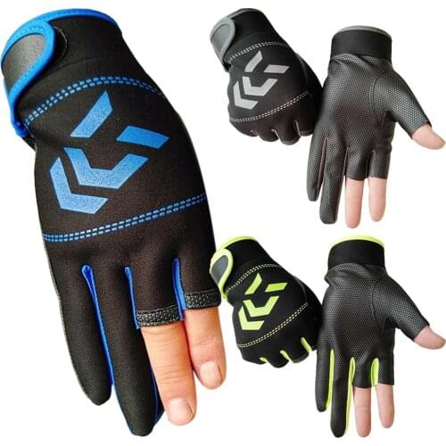 1 Pair Fishing Gloves Men Women Outdoor Fishing Anti-slip 3 Cut Finger Sports Fish Equipment Angling Gloves