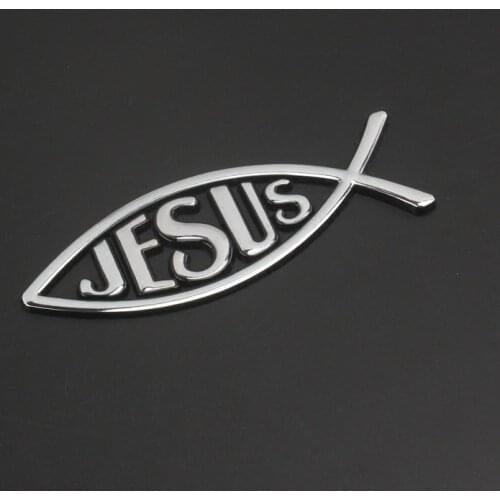 1 Pcs 3D Metal Jesus Fish Symbol Logo Emblem Badge Car Stickers Decal Universal Christian Car & Truck Decorative Car styling