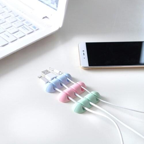 1pcs Colorful New Arrival Cable Winder Earphone Cable Organizer Wire Storage Silicone Charger Holder Clips Cable Winder Supplies