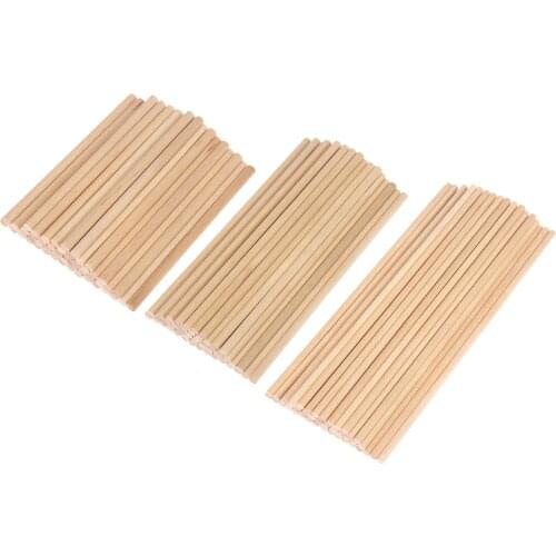 100Pc Wood Dowel Rods 10/15/20cm Craft Sticks Unfinished Natural Wood Art Crafts