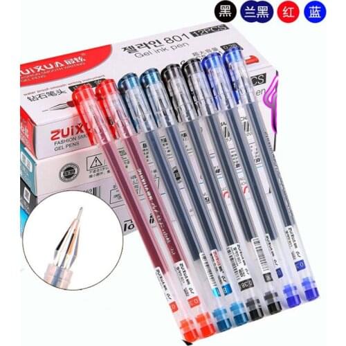 12pcs Lot 0.38mm Black Blue Red Color Ink Gel Pen School Business Office Supply Stationery Student Writing Pen Drawing Marker